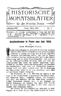 Historische Monatsblätter für die Provinz Posen, Jg. 12, 1911, Nr 3.