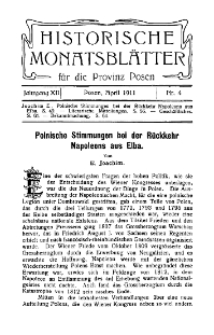 Historische Monatsblätter für die Provinz Posen, Jg. 12, 1911, Nr 4.