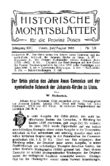 Historische Monatsblätter für die Provinz Posen, Jg. 12, 1911, Nr 7/8.