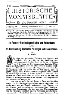 Historische Monatsblätter für die Provinz Posen, Jg. 12, 1911, Nr 11.