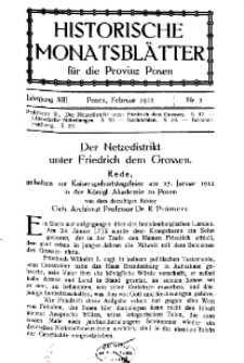 Historische Monatsblätter für die Provinz Posen, Jg. 13, 1912, Nr 2.
