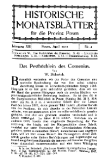 Historische Monatsblätter für die Provinz Posen, Jg. 13, 1912, Nr 4.