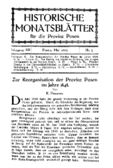 Historische Monatsblätter für die Provinz Posen, Jg. 13, 1912, Nr 5.