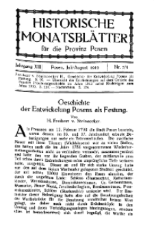 Historische Monatsblätter für die Provinz Posen, Jg. 13, 1912, Nr 7/8.