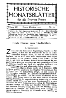 Historische Monatsblätter für die Provinz Posen, Jg. 13, 1912, Nr 10.