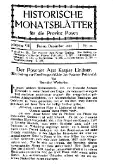 Historische Monatsblätter für die Provinz Posen, Jg. 13, 1912, Nr 12.