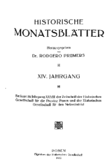 Historische Monatsblätter für die Provinz Posen, Jg. 14, 1913, Nr 1.