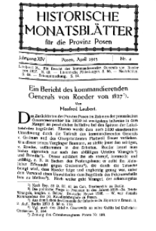 Historische Monatsblätter für die Provinz Posen, Jg. 14, 1913, Nr 4.