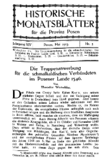 Historische Monatsblätter für die Provinz Posen, Jg. 14, 1913, Nr 5.