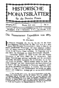 Historische Monatsblätter für die Provinz Posen, Jg. 14, 1913, Nr 6.