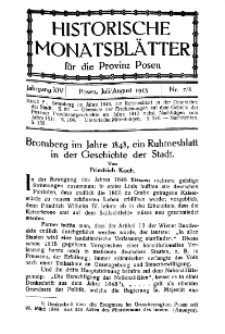Historische Monatsblätter für die Provinz Posen, Jg. 14, 1913, Nr 7/8.