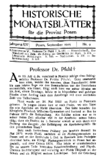 Historische Monatsblätter für die Provinz Posen, Jg. 14, 1913, Nr 9.