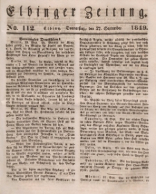Elbinger Zeitung, No. 112 Donnerstag, 27. September 1849