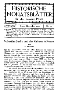 Historische Monatsblätter für die Provinz Posen, Jg. 14, 1913, Nr 11.