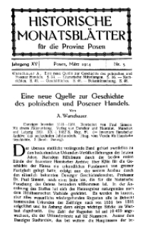 Historische Monatsblätter für die Provinz Posen, Jg. 15, 1914, Nr 3.