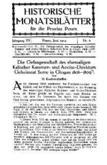 Historische Monatsblätter für die Provinz Posen, Jg. 15, 1914, Nr 6.