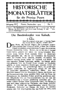 Historische Monatsblätter für die Provinz Posen, Jg. 15, 1914, Nr 9.