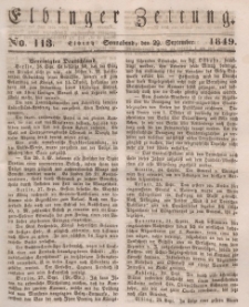 Elbinger Zeitung, No. 113 Sonnabend, 29. September 1849