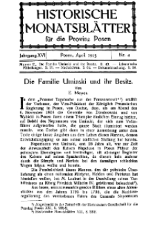 Historische Monatsblätter für die Provinz Posen, Jg. 16, 1915, Nr 4.
