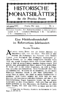 Historische Monatsblätter für die Provinz Posen, Jg. 16, 1915, Nr 5.