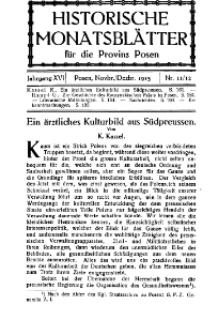Historische Monatsblätter für die Provinz Posen, Jg. 16, 1915, Nr 11/12.