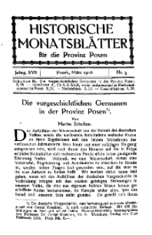 Historische Monatsblätter für die Provinz Posen, Jg. 17, 1916, Nr 3.