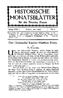 Historische Monatsblätter für die Provinz Posen, Jg. 17, 1916, Nr 6.