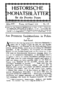 Historische Monatsblätter für die Provinz Posen, Jg. 17, 1916, Nr 7/8.