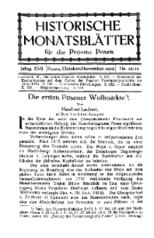 Historische Monatsblätter für die Provinz Posen, Jg. 17, 1916, Nr 10/11.