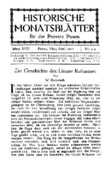 Historische Monatsblätter für die Provinz Posen, Jg. 18, 1917, Nr 3/4.