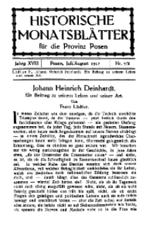 Historische Monatsblätter für die Provinz Posen, Jg. 18, 1917, Nr 7/8.