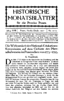 Historische Monatsblätter für die Provinz Posen, Jg. 18, 1917, Nr 11/12.