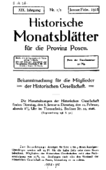 Historische Monatsblätter für die Provinz Posen, Jg. 19, 1918, Nr 1/2.