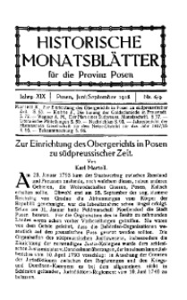 Historische Monatsblätter für die Provinz Posen, Jg. 19, 1918, Nr 6/9.