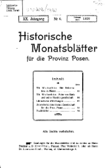 Historische Monatsblätter für die Provinz Posen, Jg. 20, 1920, Nr 6.