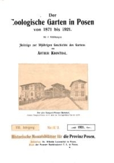 Historische Monatsblätter für die Provinz Posen, Jg. 21, 1921, Nr 1/2.