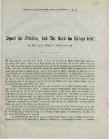 Spart im Frieden daß Ihr stark im Kriege seid!