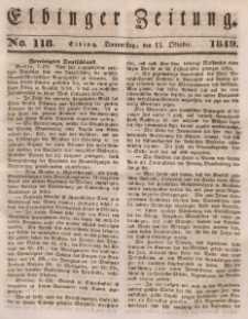 Elbinger Zeitung, No. 118 Donnerstag, 11. Oktober 1849