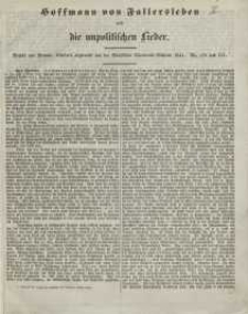 Hoffmann von Fallersleben und die unpolitischen Lieder (No. 170-171)