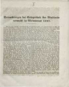 Betrachtungen bei Gelegenheit der Wahlmännerwahl im Weinmonat 1847