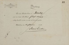 Paramenten-Handlung. Quittung (pokwitowanie)