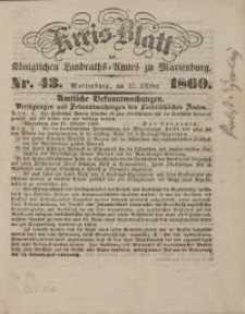 Kreis-Blatt des Königlich Landraths-Amtes zu Marienburg, Nr 43/ 1860