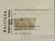 Quittung "Westpreussische Zeitung" - pokwitowanie (1934)