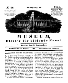 Museum, Blätter für bildende Kunst, Nr. 36, 8 September 1834, 2 Jhrg.