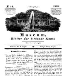 Museum, Blätter für bildende Kunst, Nr. 14, 8 April 1833, 1 Jhrg.