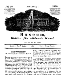 Museum, Blätter für bildende Kunst, Nr. 33, 19 August 1833, 1 Jhrg.