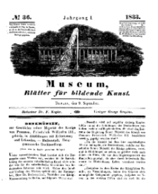 Museum, Blätter für bildende Kunst, Nr. 36, 9 September 1833, 1 Jhrg.