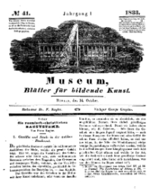 Museum, Blätter für bildende Kunst, Nr. 41, 14 October 1833, 1 Jhrg.