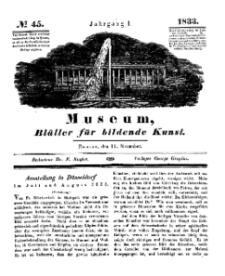 Museum, Blätter für bildende Kunst, Nr. 45, 11 November 1833, 1 Jhrg.