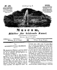 Museum, Blätter für bildende Kunst, Nr. 50, 16 December 1833, 1 Jhrg.